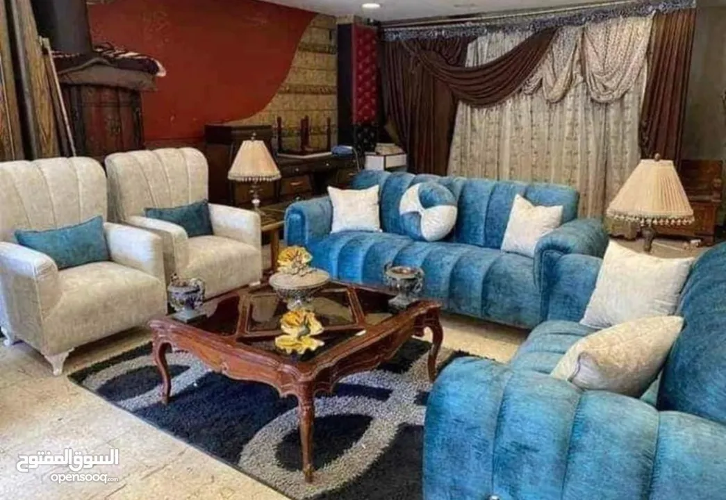 طقم كنب 7مقاعد خشب لاتيه سويد 135