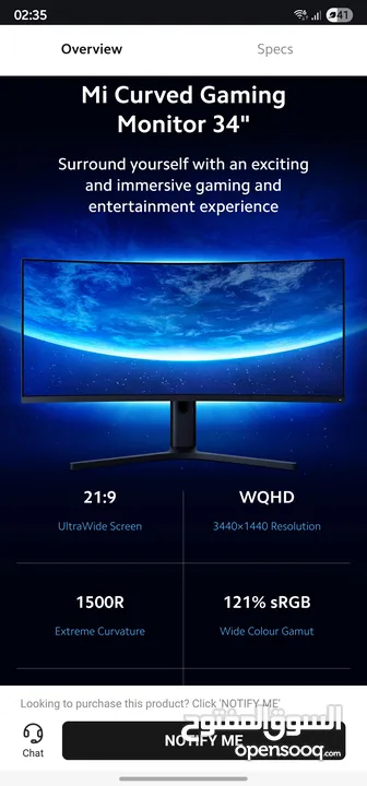 xiaomi mi Curved 34 inch VA panel  ultrawide curved monitor 144hz