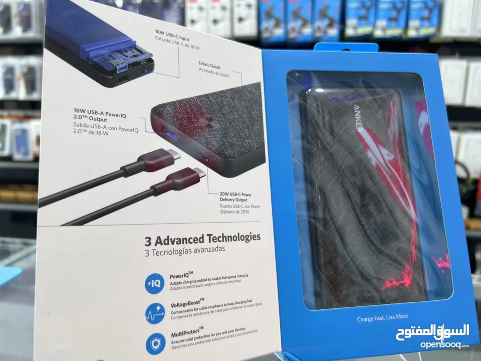 PowerBank Anker 20000mAh type-c out put باور بانك انكر الاصلي 20000 مل امبير  مخرج Type-C شحن سريع