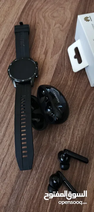 Huawei smart watch GT 2 and huawei  freebuds 4i ساعة وسماعة huawei الاصلي