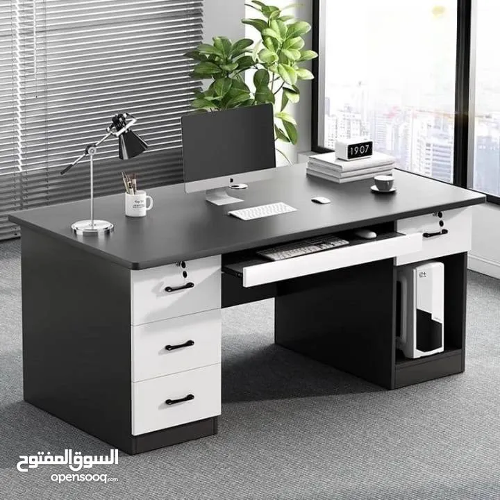 مكتب كمبيوتر للعمل والدراسه مع أدراج وقفل