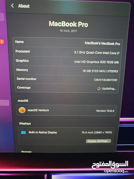 ماك بوك برو 2017 MacBook Pro اقره لوصف