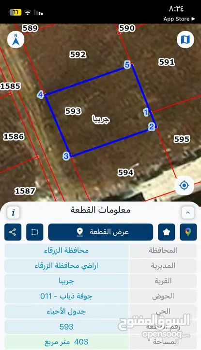 أرض سكنية للبيع في جريبا الزرقاء - مساحة 403 م2 - بسعر مميز