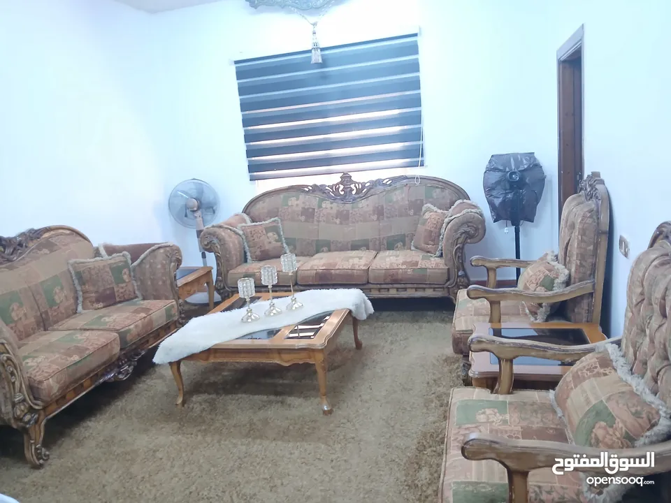 طقم كنب زان+طربيزات زان وزجاج