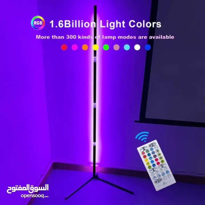 اضاءة حائط للغرف شكل زاوية RGB مع تحكم على التطبيق كامل Modern LED Floor Lamp RGB Corner Decoration
