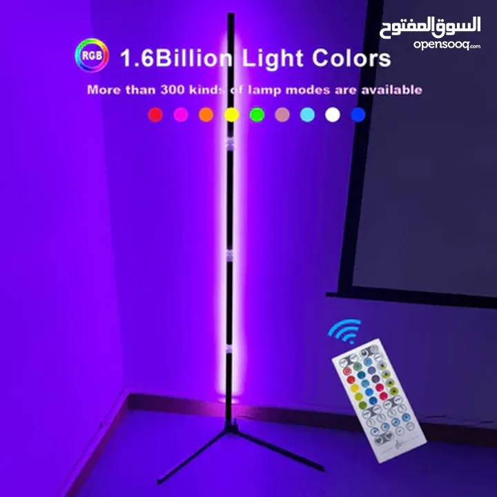 اضاءة حائط للغرف شكل زاوية RGB مع تحكم على التطبيق كامل Modern LED Floor Lamp RGB Corner Decoration