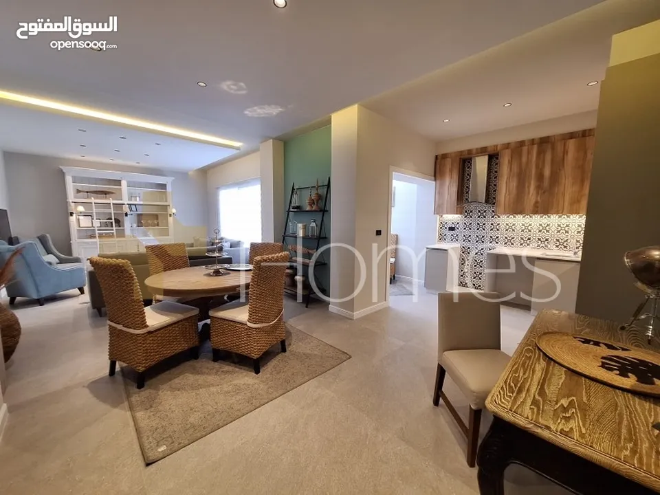 شقة طابق اول مفروشة للايجار في جبل عمان بمساحة بناء 130م