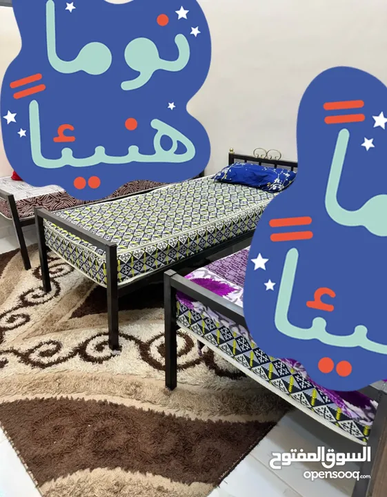 تخت حديد مستعمل بحالة الوكاله بستحمل وزن 150 كيلو عدد 3 تفصيل التخون نضاف ومرتبات