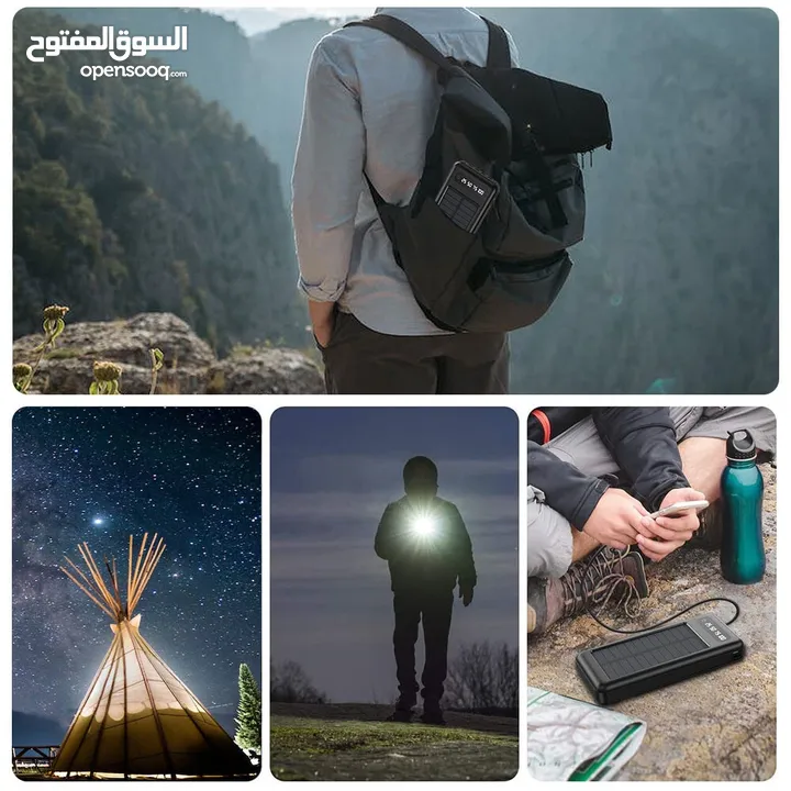شاحن بور بانك شمسي و كهرباء بطاريه 20000 مللي امبير شحن تلفون خلوي طاقه شمسيه اضائه power Bank