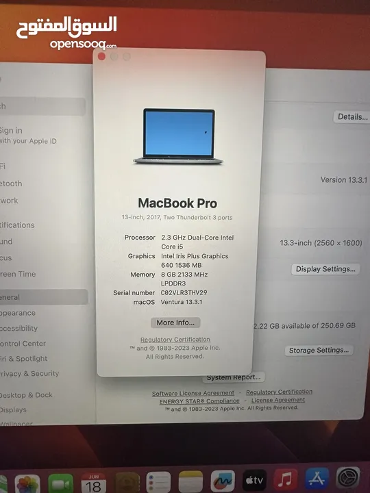 Macbook 2017 8gb memory 2.3 processor  dual core intel i5