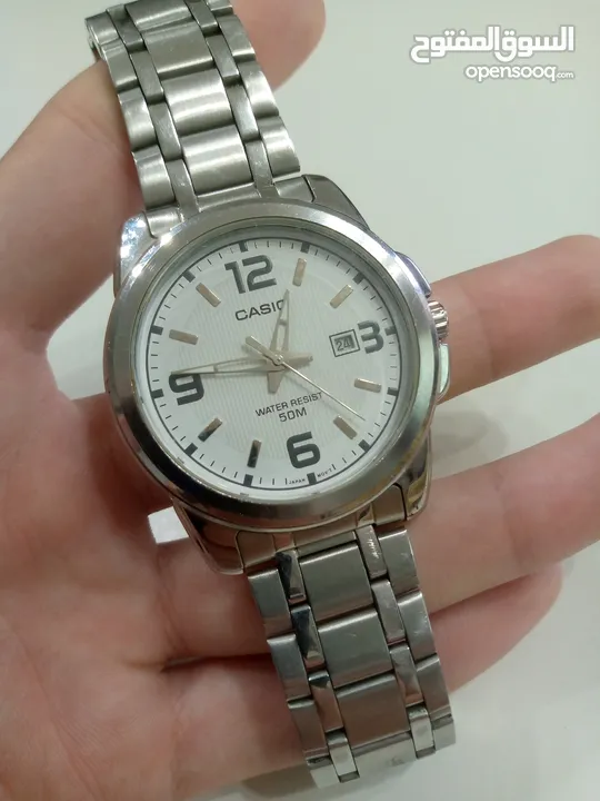ساعة يد Casio رجالية، أنيقة جدّا للمناسبات، متينة بلون سلفر، جميع التفاصيل بالوصف --->
