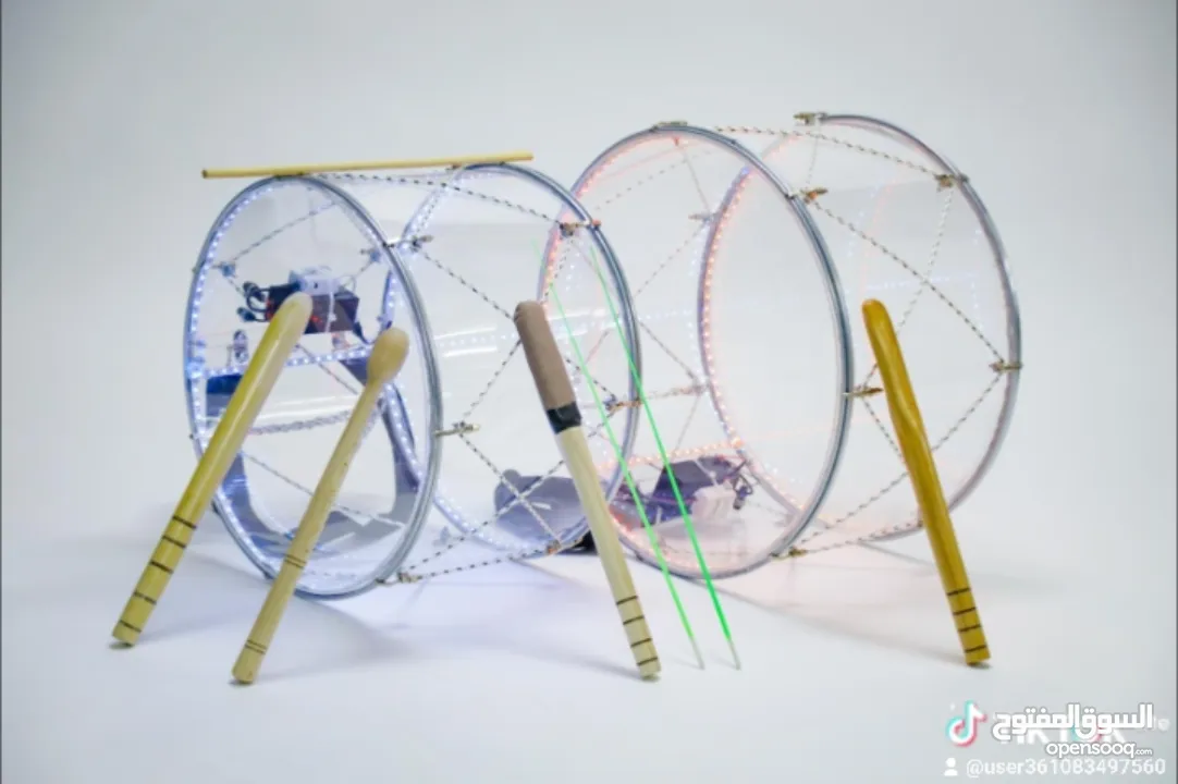 طبول للدبكات شفاف مع اضاءة متغيرة عدة الوان