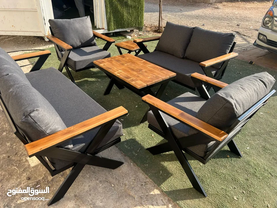مراجيح ثلاثية وثنائية ورباعية واطقم رتان 5 و7 مقاعد واطقم كنب حديد قوية وعش البلبل حجم جامبو رائعة