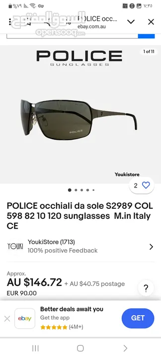 نظارة شمسية نوع معروف police ,إيطالية وطبقة uv حماية. أصلية نوع s2989 تم تعديل السعر 25 دينار