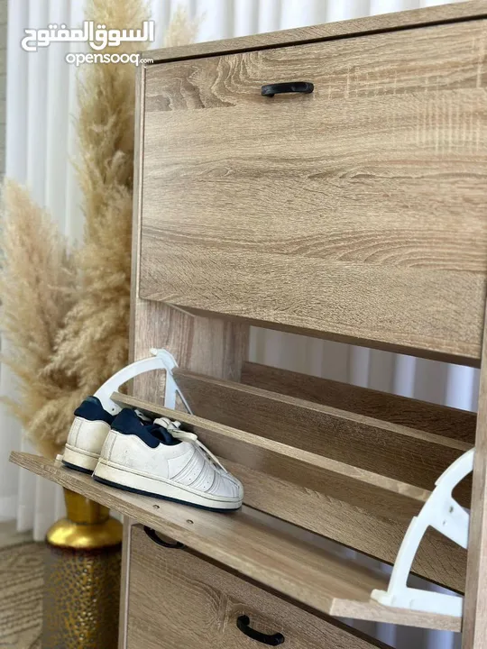 خزانة الأحذية العصرية الأكثر طلباً بالألوان الثلاثة مقاس الخزانه (طول 115 وعرض 63 عمق 25) خزا