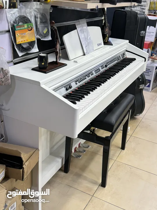 بيانو Sonks لون ابيض كبير 88 مفتاح جديد بالكرتونه بسعر مغري