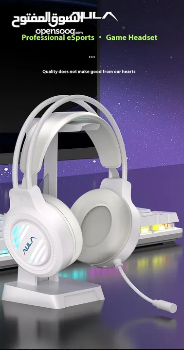 سماعات جيمنغ محيطية مضيئة أفضل الانواع  Aula Headset S606  Gaming RGB Lights OG