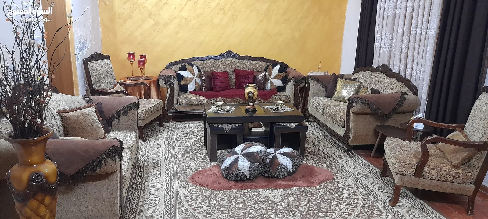 طقم كنب مصري 9 مقاعد مستعمل خشب زان ولا كسر