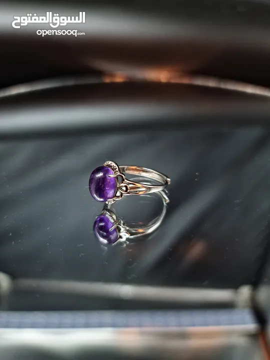 خاتم بحجر جمشت الطبيعي النسائي Natural ct 2.88  Amethyst، Women's Silver sterling 925 Italian Ring