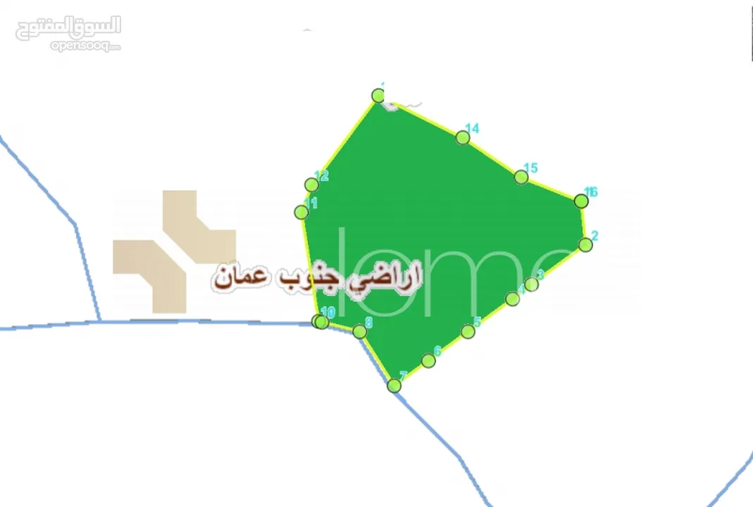 ارض زراعية للبيع على ثلاث شوارع  في منطقة جنوب عمان - البريك بمساحة 268,745م