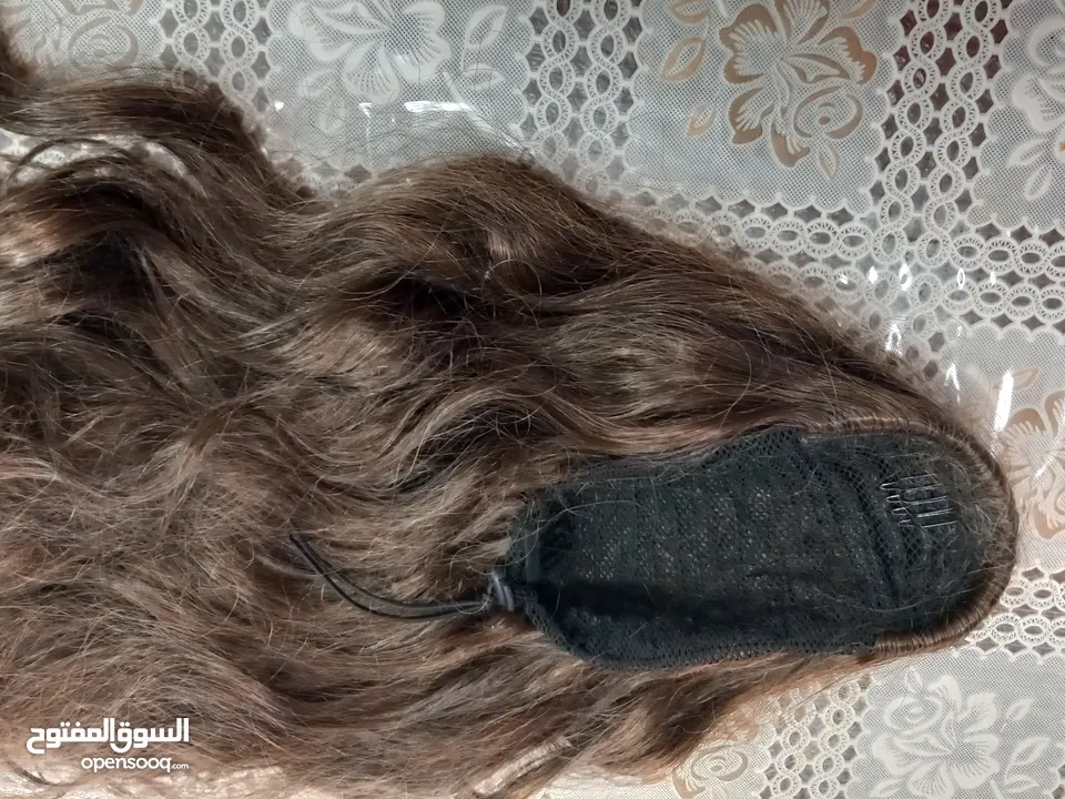 بواريك شعر طبيعي + وصلات شعر 4 قطع 50 دينار