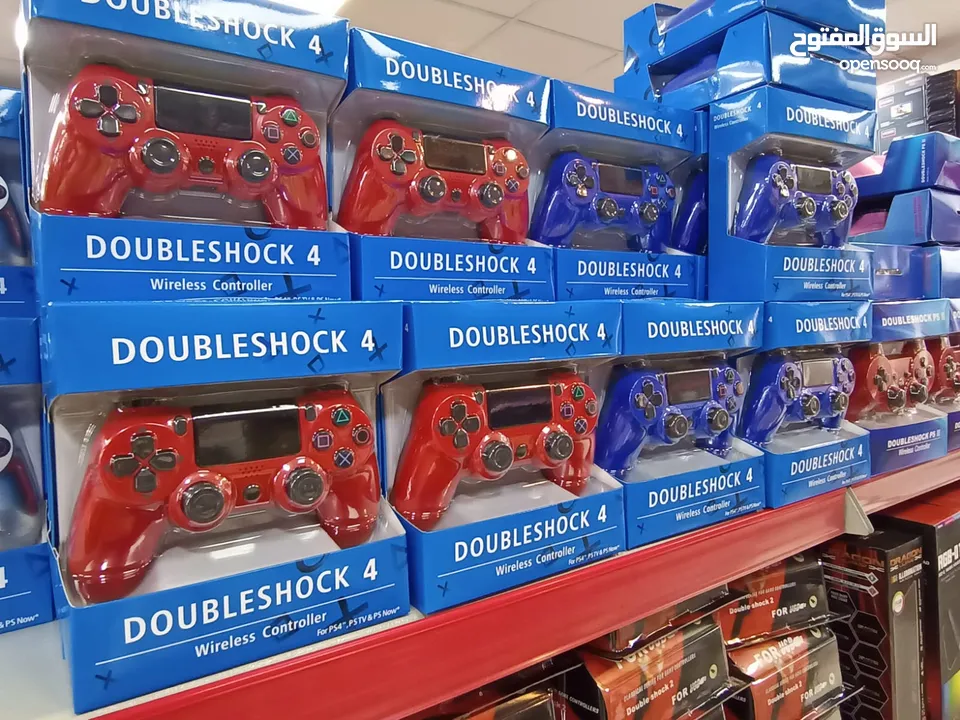يد العاب جيمنغ ايد بلايستيشن 4 لون أسود و أبيض و أزرق و أحمر  Controller Playstation Gamepad PS4