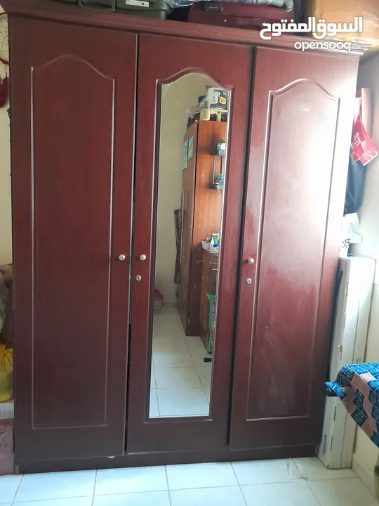 king size bed + 3 door cupboard + 2 door cupboard + bed side table