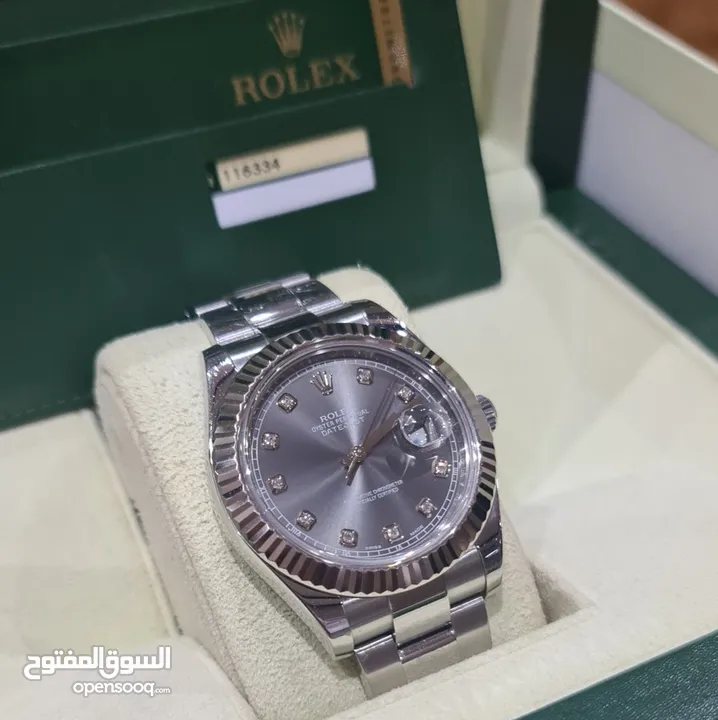 ROLEX 18K/SS DATEJUST II 41MM ROHDIUM DIAMOND DIAL BOX & W.CARD