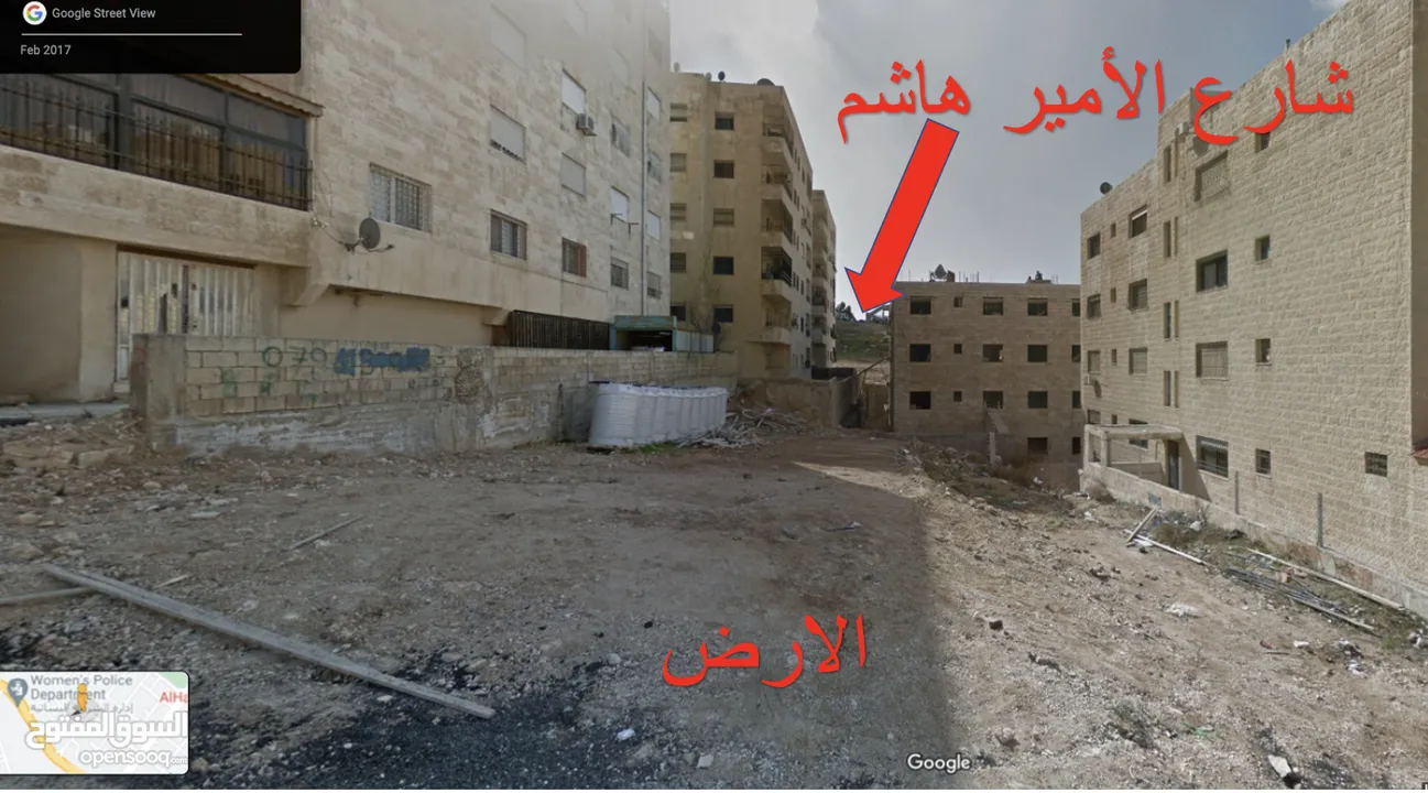 قطعة ارض للبيع في ضاحية الياسمين حوض جحرة الشمالي مطله