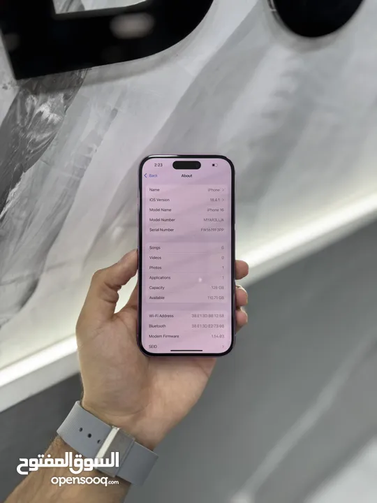 ايفون 16 128GB جيجا لون اسود او زهري او ازرق اجهزة لا تعد انها مستخدمة نسبة البطارية 100%
