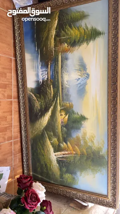 برواز عدد 2 بإطار ذهبي رسم يدوي بصورة طبيعية جميلة      00000000000000000000000000000000000000000000