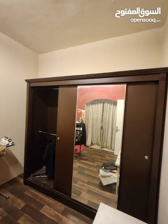 3 door sliding closet wardrobe with mirror brown wood