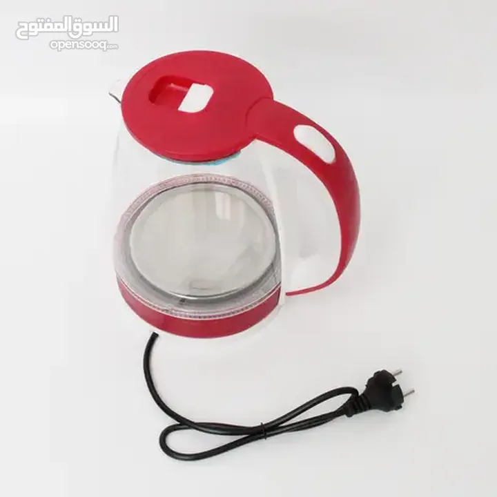 ابريق تسخين ماء غلاية ماء زجاج بايركس 2 لتر مع قاعده غلايه لتسخين و غلي الماء