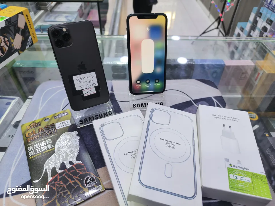 تفاح وصل iphone 11 pro جيجا 256 مغير فقط شاشة اصلية معه بكج هدية متوفر توصيل