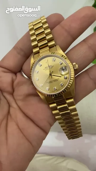 Rolex Champagne Diamond 18k Yellow Gold Datejust Automatic Women's Wristwatch 26 mm