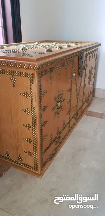 Large antique wood Zanzibar chest with extensive brass studwork