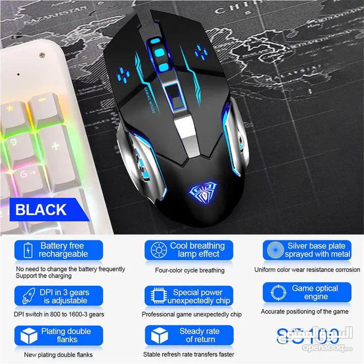 ماوس جيمنغ أصلي لألعاب الفيديو الاحترافية وايرلس Aula SC100 Gaming Mouse Wireless