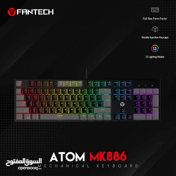 FANTECH ATOM104 MK886V2 GAMING MECHANICAL KEYBOARD - SUMI EDITION BLACK