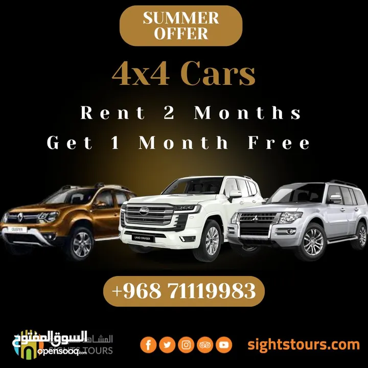 Summer Offer from Sights Tours 4x4 CAR RENT                      Rent 2 Months  Get 1 Month Free