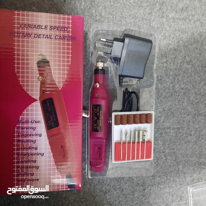 مبرد اظافر الكهربائي الجديد 6 رؤوس للعنايه ب الاظافر برد قص أظافر تلميع برد
