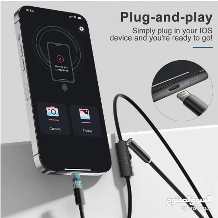 Endoscope Camera for iPhone (3.5M) كاميرا موبايل ايفون للاماكن الصعب الوصول اليها طول ( 3.5 )