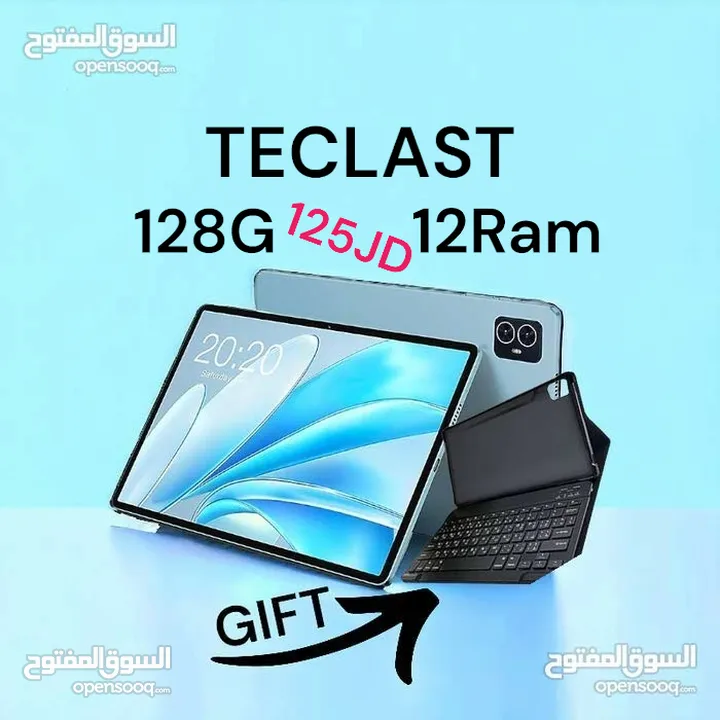 Teclast Tablet 128G 12Ram تاب كيبورد ساعة بقيمة 25 دينار هدية