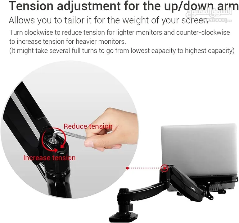 FLEXIMOUNTS 2 in 1 Monitor Arm Laptop Mount Stand Swivel Gas Spring LCD Arm Height Adjustable Mount