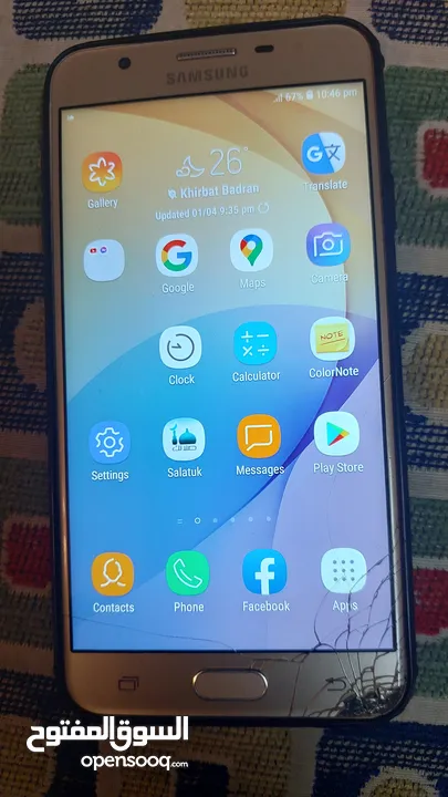 جهاز سامسونج J7 prime مع شاشه مكسوره