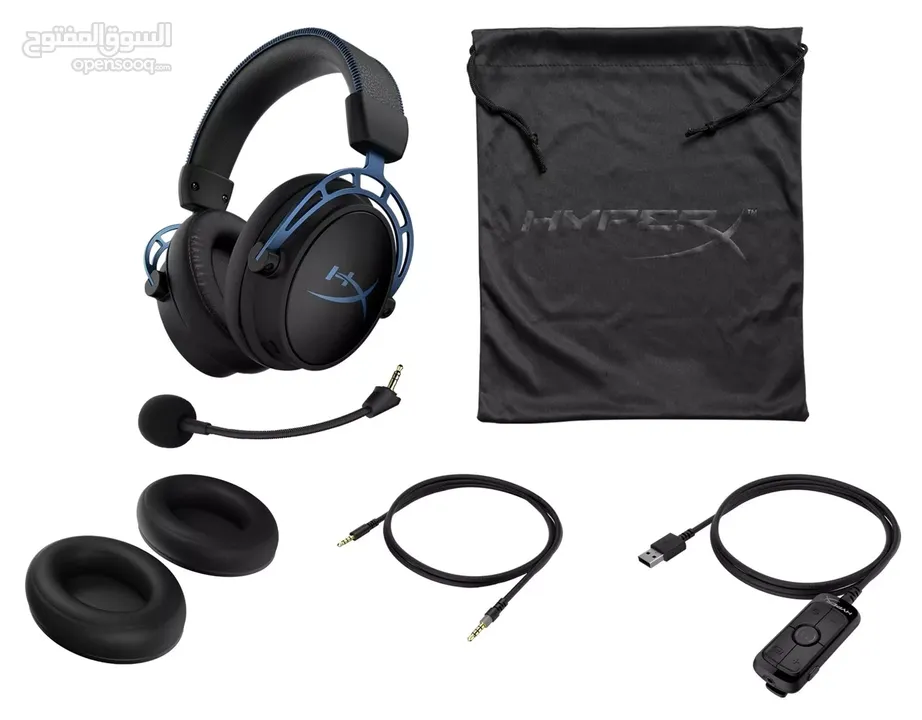 سماعة hyper x alpha s للبيع مستعمله بحاله جيده جدا هايبر اكس الفا س لون ازرق و اسود