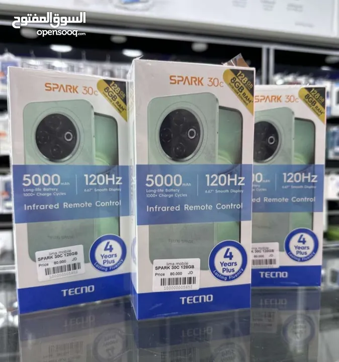 جهاز جديد بالكرتونة Spark 30c رام 8 و 12 و 16 جيجا 128 و 256 مكفول سنة متوفر توصيل