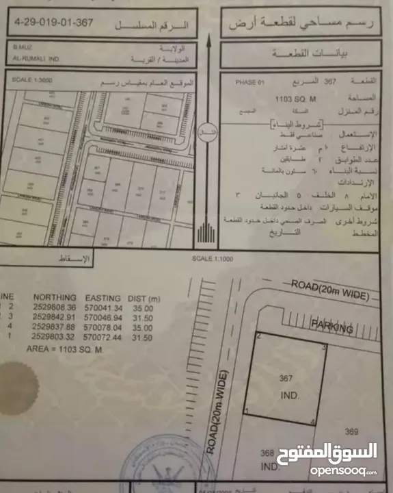 أرض صناعية في ولاية نزوى/بركة الموز مخطط الرميلي