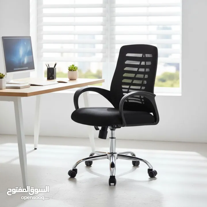 كرسي مكتب دوران شبك طبي – أسود ارتفاع قابل للتعديل حسب راحتك دوران سلس 360° مع عجلات قوية وسهلة