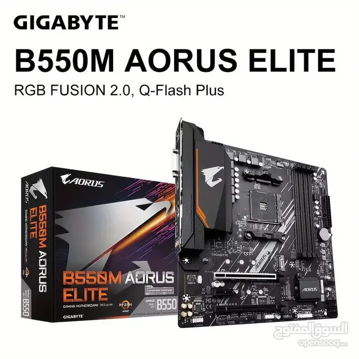 مذربورد اوروس لمعالجات اي ام دي رايزن جيل 3000 - 5000 GIGABYTE B550M AORUS ELITE DDR4/AMD RYZEN CPU