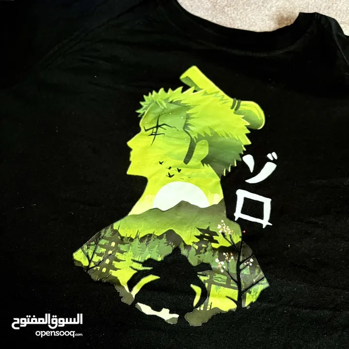 بلوزة أنمي one piece شخصية زورو. حجم لارج. مناسبة للجنسين. بلوزة صيفية